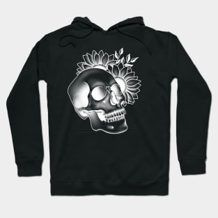 Skull and sunflowers white Hoodie